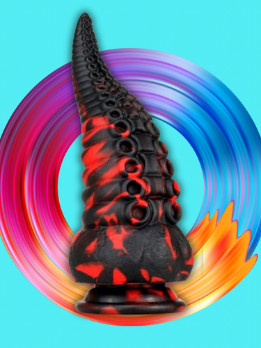TENTACLE Fantasy Animal Dildo in schwarz und Rot mit Saugfuss