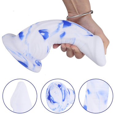 "Dragon" Silikon Dildo weiß-blau - 🅛🅞🅛🅛🅨🅟🅞🅟🅟🅨
